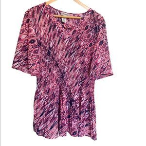 CATHERINE'S Plus Size 0X Top 14 16W COLORFUL Lightweight Short Sleeve